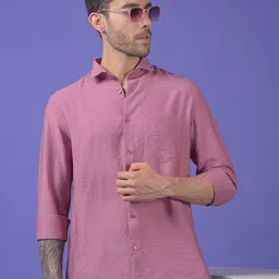 Crimsoune Club Classic Slim Fit Textured Spread Collar Casual Shirt-picture-16