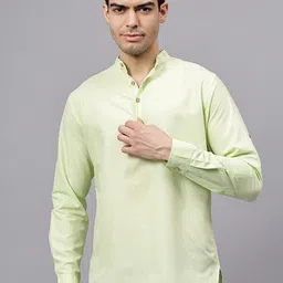 Navkanj Band Collar Roll-Up Sleeves Straight Short Kurta-picture-35