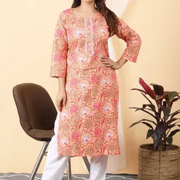 SHIFORY Women Floral Printed Thread Work Kurta-picture-11