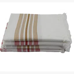 Bichauna 4 Pieces Off white & Brown Striped Cotton 120 GSM Bath Towel-image-85