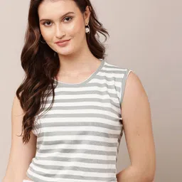 Moda Rapido Women Striped Pockets Slim Fit T-shirt-image-69