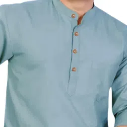 AMRIT TOP WEAR Selection Of 2 Band Collar Roll-Up Sleeves Pure Cotton Straight Kurtas image 2