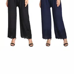 MIXFIT Women Pack Of 2 Embroidered High-Rise Parallel Trousers-image-80