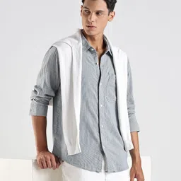 Calvin Klein Jeans Striped Pure Cotton Spread Collar Casual Shirt-picture-33