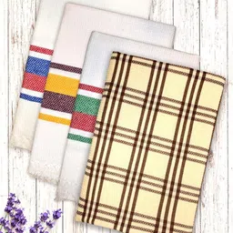 Myntra Elegant Homes White & Yellow 4 Piece Striped Cotton 150 GSM Towel Set-picture-38