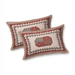 Aura Red & Cream-Coloured Ethnic Motifs 210 TC King Bedsheet with 2 Pillow Covers image 5