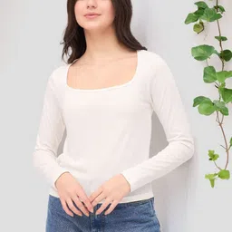 DressBerry Women Solid Scoop Neck Cotton T-shirt-image-54