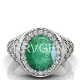 RRVGEM Emerald 7.25 Ratti Emerald Silver Plated Adjustable Ring-picture-21