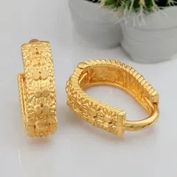 SHREE KRISHNA SHOPPING Gold-Plated Brass Ethnic Clip-on Hoop Earring-image-81
