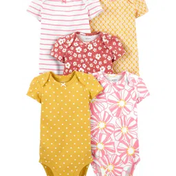 Carter's 5-Pack Short-Sleeve Onesies - Yellow Pink White-picture-23