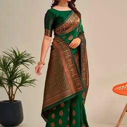 Vastravatika Ethnic Motifs Woven Design Zari Kanjeevaram Saree image 2