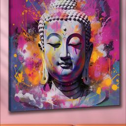 Livin'luxe Pink & Blue Buddha Printed Canvas Religious Wall Painting-picture-36