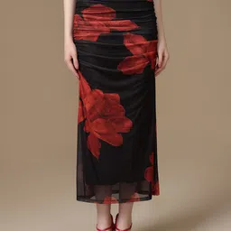 Kazo Women Polyester Printed Straight Skirts-image-82
