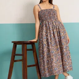 P D Silk Mills Floral Print A-Line Midi Dress image 2