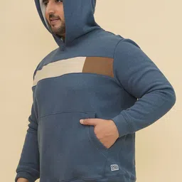 John Pride Men Colourblocked Hooded Sweatshirt image 3