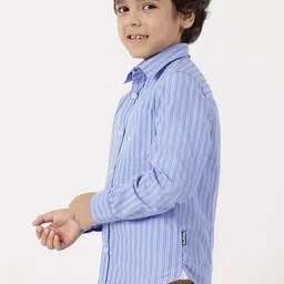 One Friday Boys Classic Fit Vertical Striped Spread Collar Cotton Casual Shirt image 4