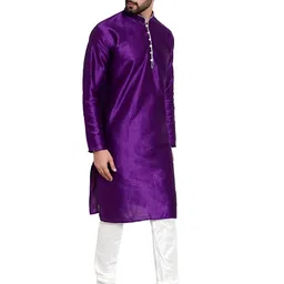JEXI Men Regular Dupion Silk Kurta with Churidar image 4