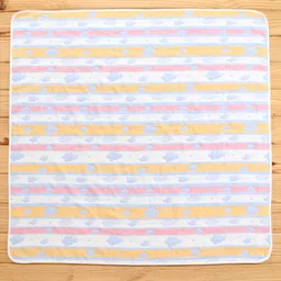 Zoe Premium Organic Cotton 6 Layer Gauze Blanket Cloud Print - Blue image 2