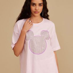 Kazo Women Mickey Mouse Graphic Printed Round Neck Cotton T-shirt-picture-24