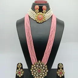 Gyaan Jewels Gold-Plated Stone-Studded & Beaded Necklace & Earrings-picture-18