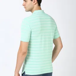Peter England Men Striped Polo Collar Cotton T-shirt image 4
