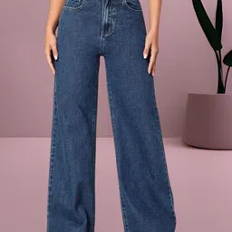 RIVI Women Comfort Wide Leg High-Rise Acid Wash Stretchable Jeans-picture-28