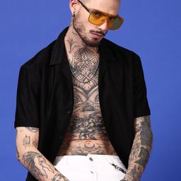 THE BEETEL HOUSE Men Relaxed Textured Crochet Wrinkle Free Casual Shirt-picture-21