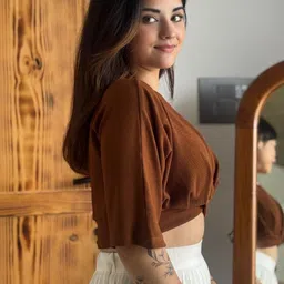 BAESD Batwing Sleeve Wrap Crop Top image 2