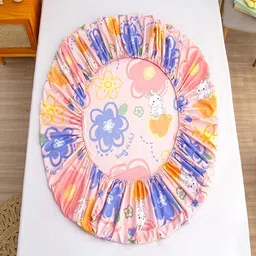 JC HOME Pink & Blue Floral 140 TC Fitted Double King Bedsheet Set-1.80 m x 2 m image 5