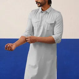 TheEthnic.Co Men Solid Festive Cotton Straight Kurta image 3