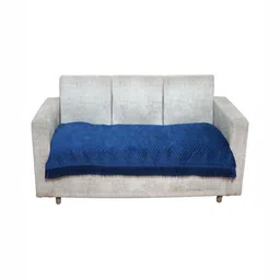 Fashion Throw Teal Blue Self Design 3 Seater Velvet Sofa Cover-image-54