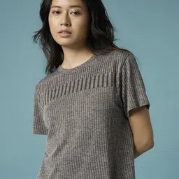 FEIER Women Striped Round Neck Boxy T-shirt-picture-23