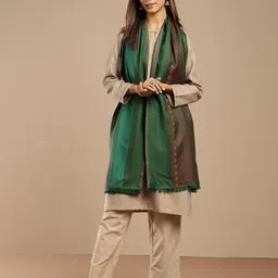 Fabindia Colourblocked Fringed Border Woollen Shawl-picture-35