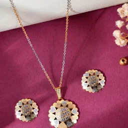 VOJ Gold-Plated Stone-Studded Jewellery Set-image-9