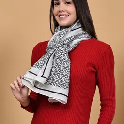 LOOM LEGACY Women Printed Viscose Rayon Winter Woolen Stole image 5