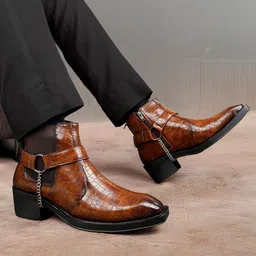 Bxxy Men Height Increasing Elevator Block Heel Chelsea Boots-image-40