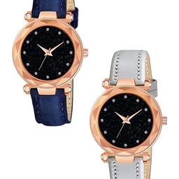 CSAMON Women Set Of 2 Embellished Dial & Straps Analogue Watch GR379RG 12D BLU Vel GREY L-picture-34