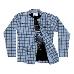 MashUp Boys Checked Long Sleeve Shirt With T-Shirt image 2