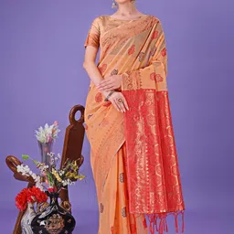 Panzora Floral Zari Linen Blend Saree-image-20
