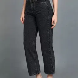 Crazeis Women Comfort Straight Fit High-Rise Light Fade Acid Wash Stretchable Jeans image 3