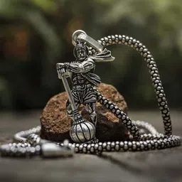 Just Devotional Unisex Stainless Steel Hanumanji Shaped Pendant & Chain image 2