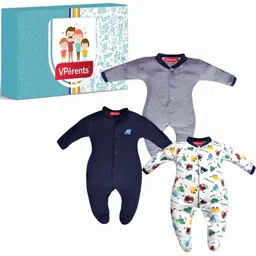 VParents Kids Pack of 3 Aqua Full Length Romper image 1