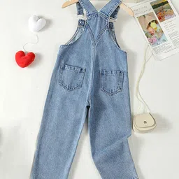 INCLUD Girls Heart Printed Denim Dungarees image 2