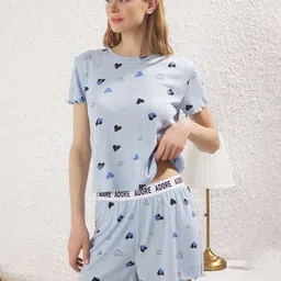 Trendyol Women Printed T-shirt & Shorts Night Suit-image-11