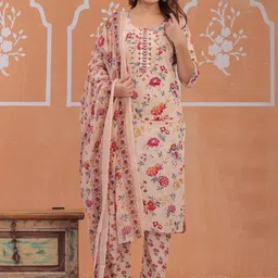 JAHIDA COMFORT WITH STYLE Printed Round Neck Pure Cotton Kurta With Trousers & Dupatta-picture-23