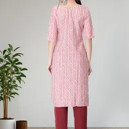 SZN Women Pink Poly Crepe Kurta Sets image 4