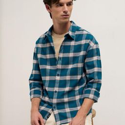 THE BEAR HOUSE Men Relaxed Fit Tartan Checked Spread Collar Cotton Casual Shirt-picture-46