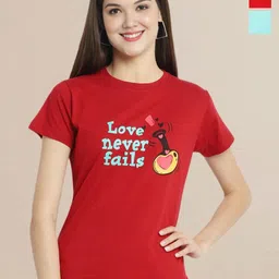 Metronaut Women Pack Of 3 Typography Printed Round Neck Cotton T-shirts-picture-32