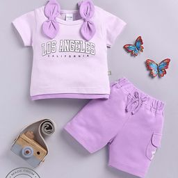 Moms Love Infant Girls Printed Pure Cotton T-shirt with Shorts-picture-9