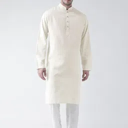 SG LEMAN Mandarin Collar Dupion Silk Straight Kurta With Pyjamas image 1